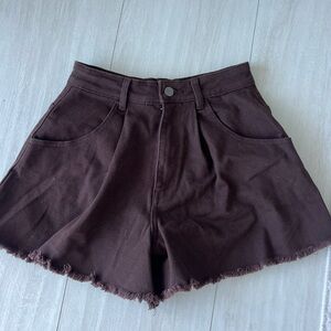Tezenis dark brown high waist jean flared shorts